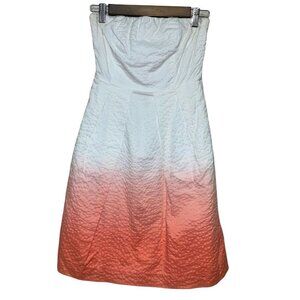 J. Crew Ombre Peach White Strapless Dip Dye Women's Sundress Dress Size 0